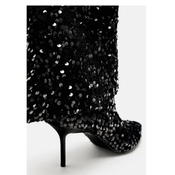 ZARA SEQUIN GAITER BOOTS - Picture 7 of 10
